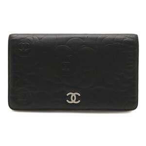 CHANEL Black Leather Logo Wallet